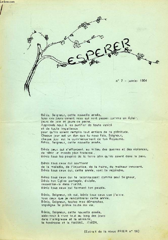 ESPERER, N 7, JAN. 1984