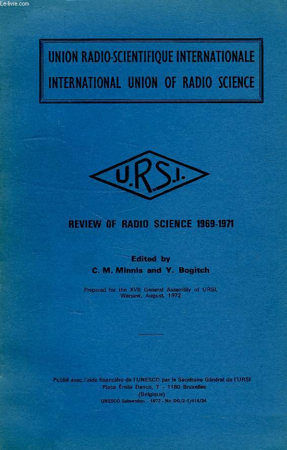 URSI, REVIEW OF RADIO SCIENCE 1969-1971