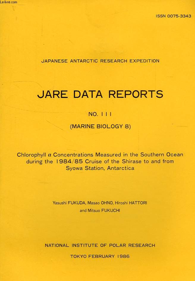 JARE DATA REPORTS, N 111, MARINE BIOLOGY 8