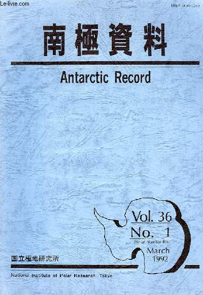 ANTARCTIC RECORD, VOL. 36, N 1, MARCH 1992