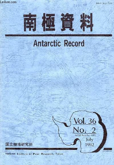 ANTARCTIC RECORD, VOL. 36, N 2, JULY 1992
