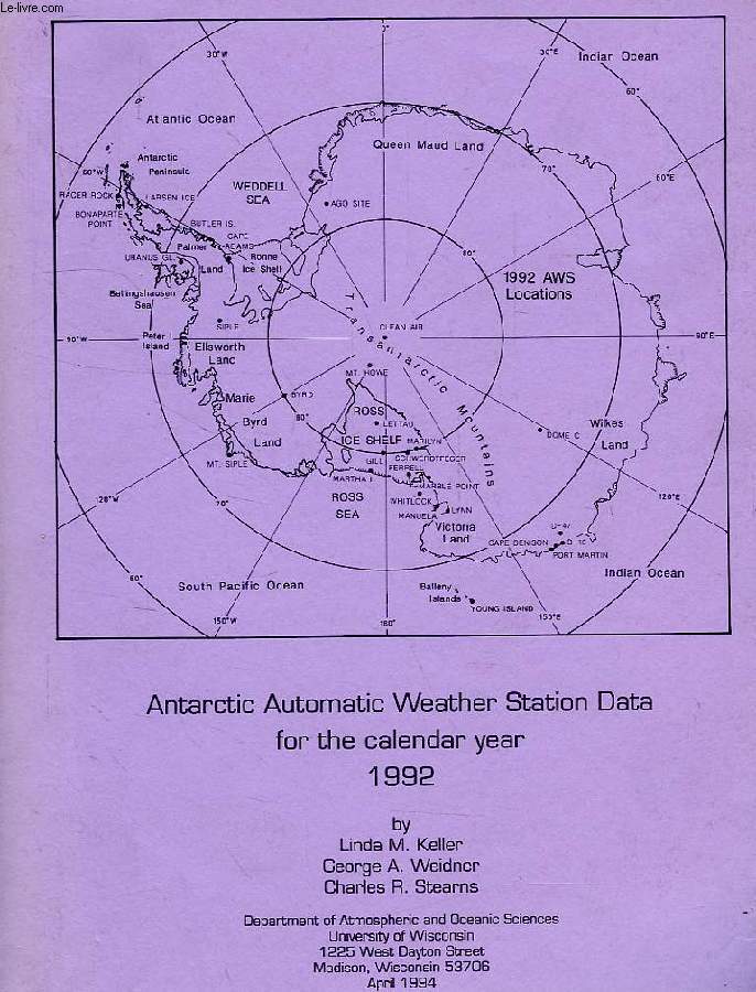 ANTARCTIC AUTOMATIC WEATHER STATION DATA FOR THE CALENDAR YEAR 1992