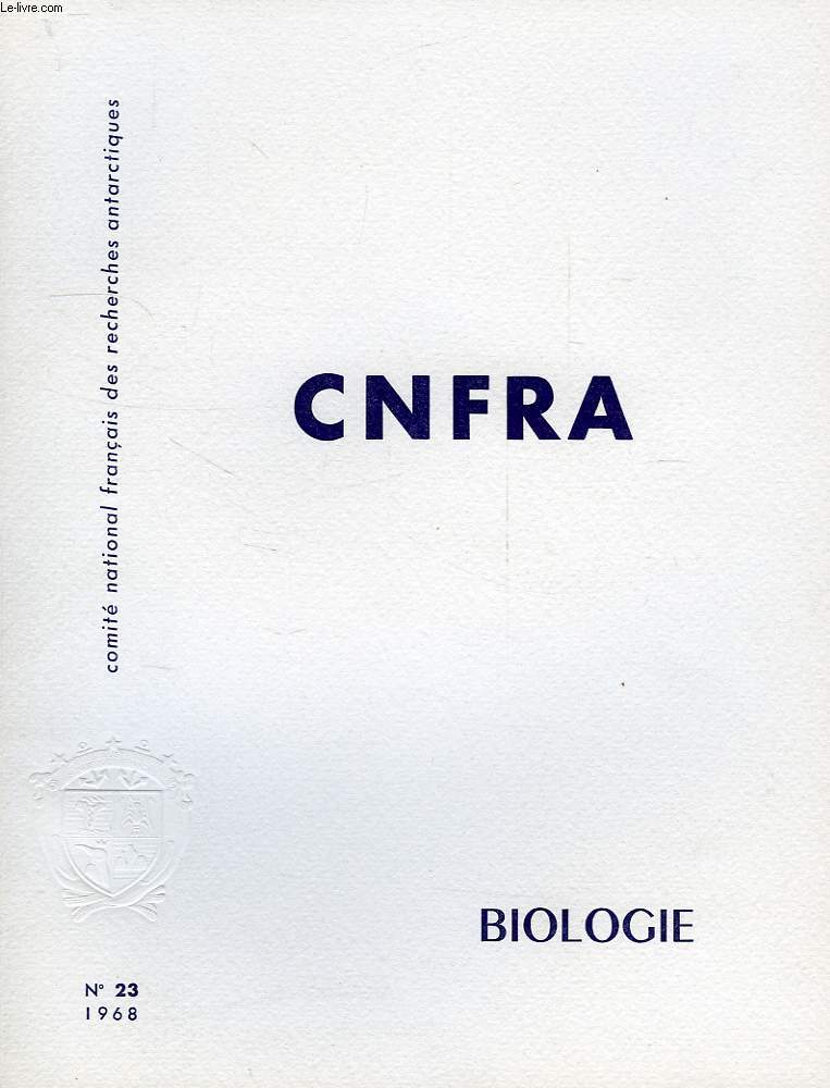CNFRA, N 23, 1968, BIOLOGIE