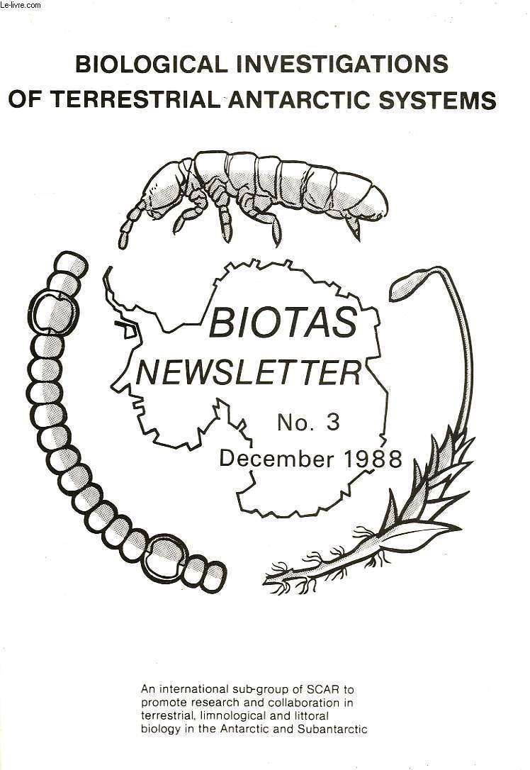 BIOTAS NEWSLETTER, N 3, DEC. 1988