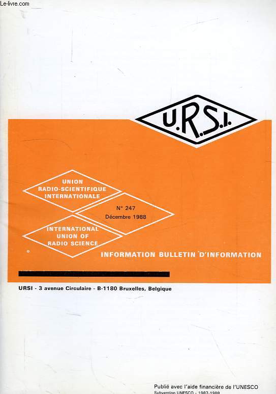 URSI, INFORMATION BULLETIN, N 247, DEC. 1988