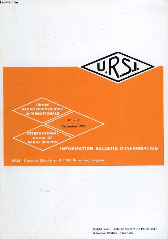 URSI, INFORMATION BULLETIN, N 251, DEC. 1989