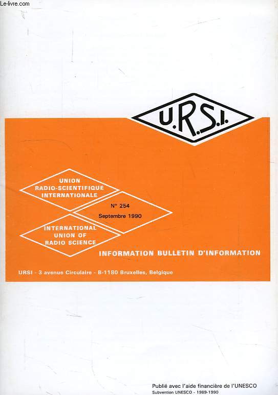 URSI, INFORMATION BULLETIN, N 254, SEPT. 1990