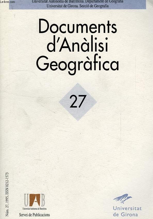 DOCUMENTS D'ANALISI GEOGRAFICA, 27