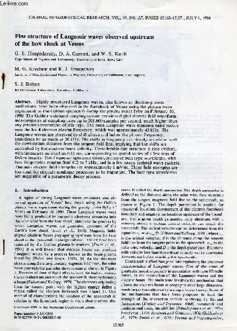 FINE STRUCTURE OF LANGMUIR WAVES OBSERVED UPSTREAM OF THE BOW SHOCK AT VENUS