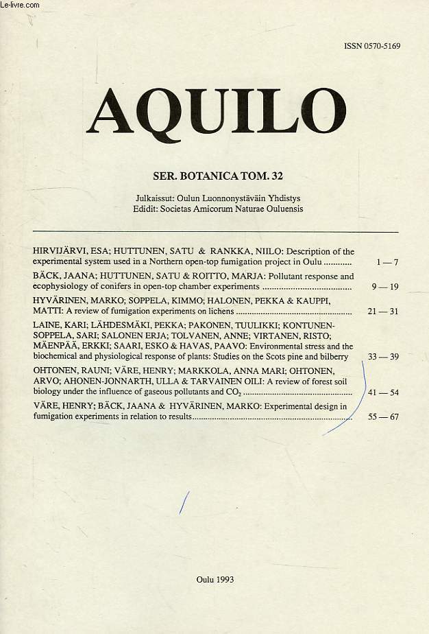AQUILO, SER. BOTANICA TOM. 32, 1993