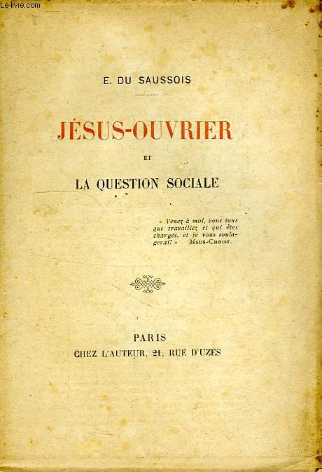 JESUS-OUVRIER ET LA QUESTION SOCIALE