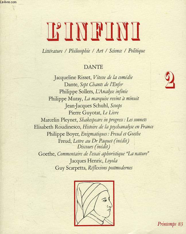 L'INFINI, N2, PRINTEMPS 1983, LITTERATURE / PHILOSOPHIE / ART / SCIENCE / POLITIQUE