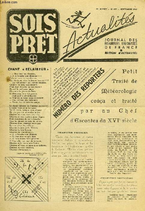 SOIS PRET, JOURNAL DES ECLAIREURS UNIONISTES DE FRANCE, ACTUALITES, 12e ANNEE, N 177, SEPT. 1943