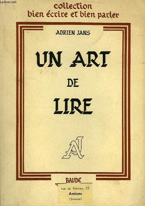 UN ART DE LIRE - JANS ADRIEN - 1950 - Afbeelding 1 van 1