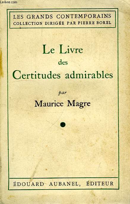 LE LIVRE DES CERTITUDES ADMIRABLES