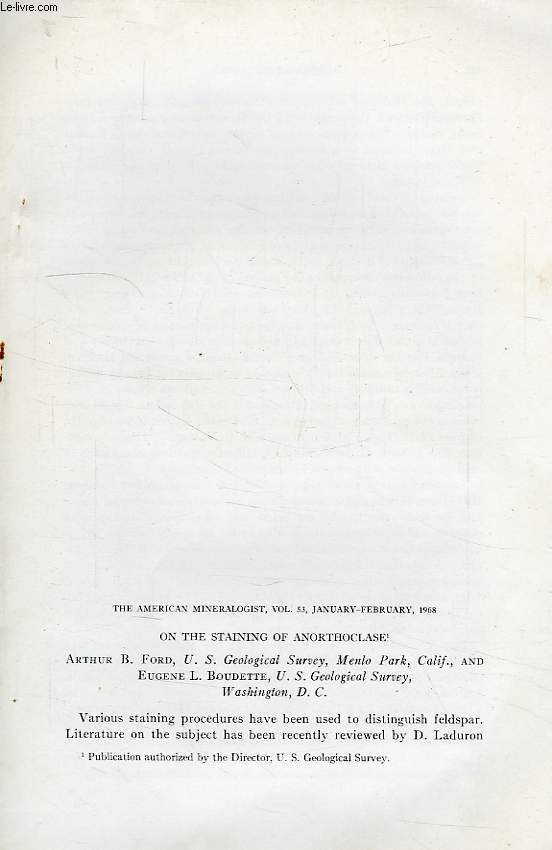 THE AMERICAN MINERALOGIST, VOL. 53, JAN.-FEB. 1968, ON THE STAINING OF ANORTHOCLASE