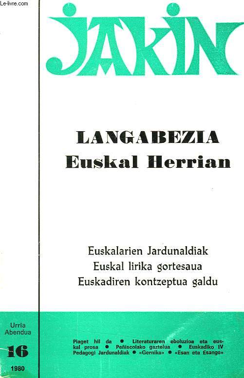 JAKIN, N 16, 1980, LANGABEZIA EUSKAL HERRIAN