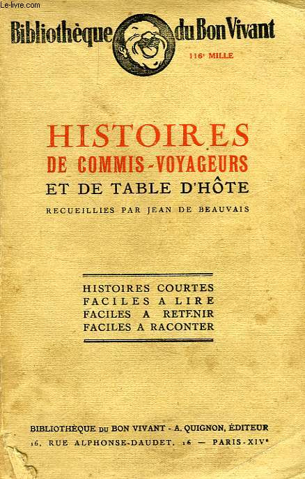 HISTOIRES DE COMMIS-VOYAGEURS ET DE TABLE D'HOTE