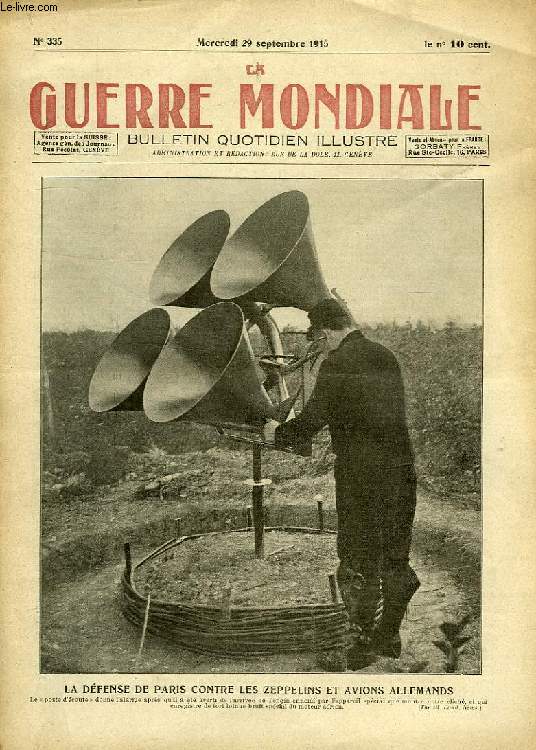 LA GUERRE MONDIALE, BULLETIN QUOTIDIEN ILLUSTRE, N 335, MERCREDI 29 SEPT. 1915