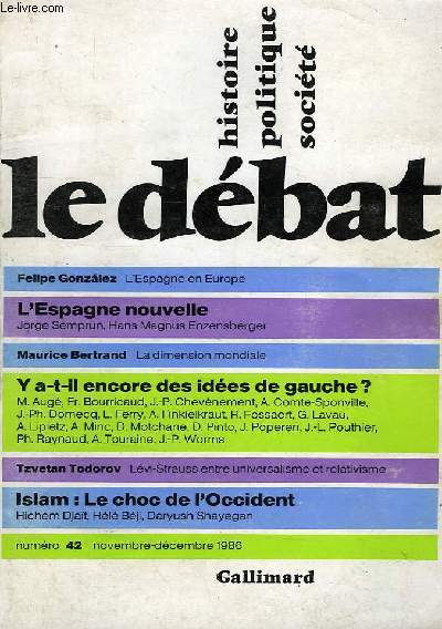LE DEBAT, HISTOIRE, POLITIQUE, SOCIETE, N 42, NOV.-DEC. 1986