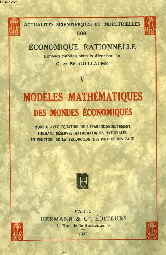 MODELES MATHEMATIQUES DES MONDES ECONOMIQUES