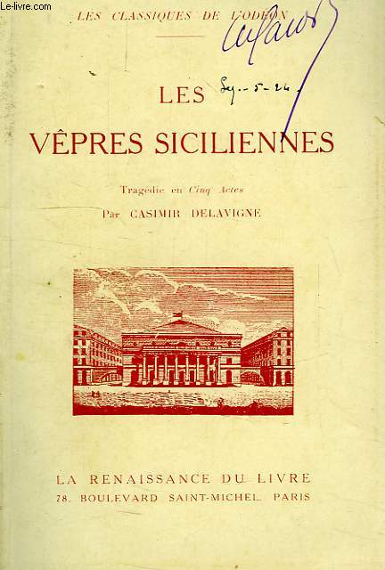 LES VEPRES SICILIENNES, TRAGEDIE EN 5 ACTES