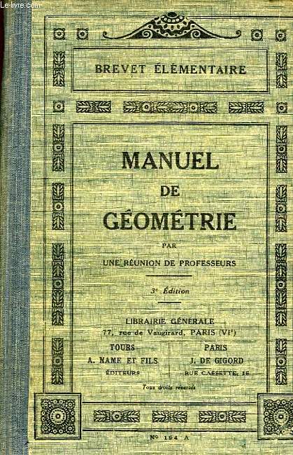 MANUEL DE GEOMETRIE, BREVET ELEMENTAIRE