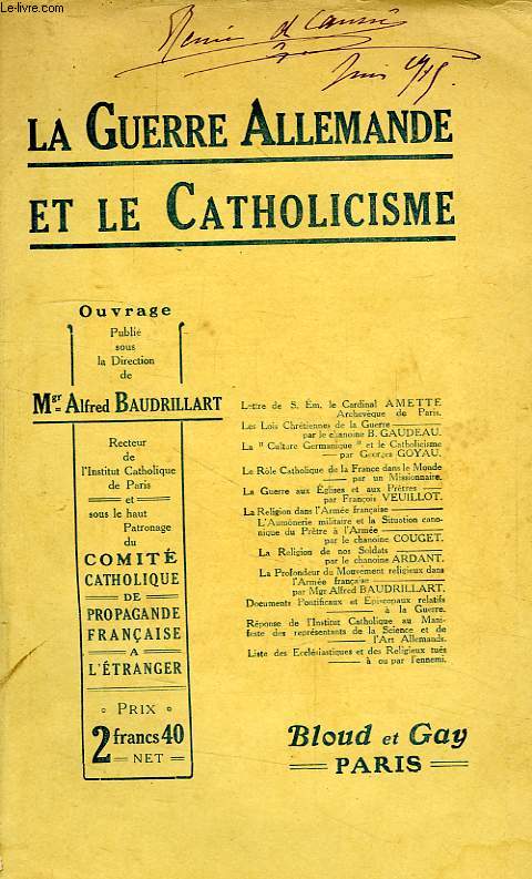 LA GUERRE ALLEMANDE ET LE CATHOLICISME