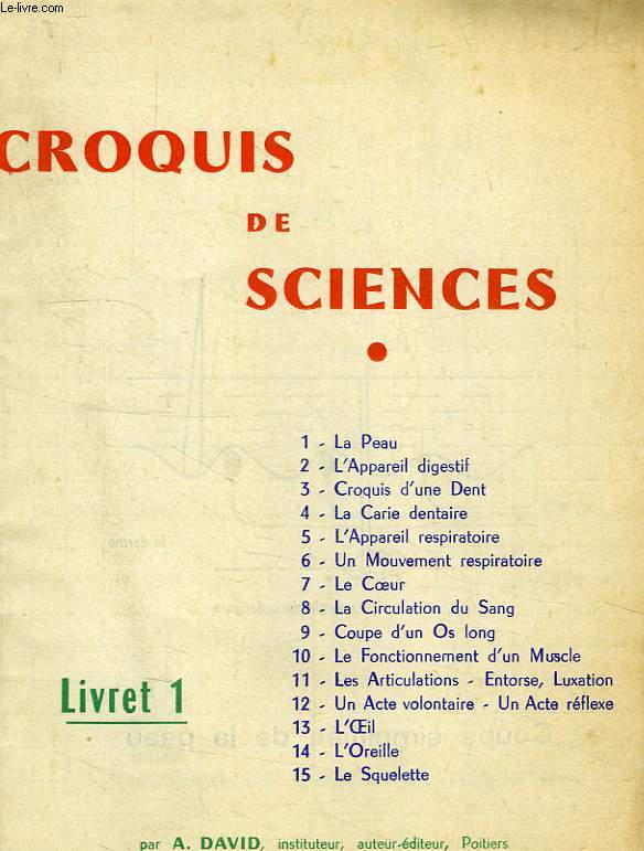 CROQUIS DE SCIENCES, LIVRET 1, ANATOMIE