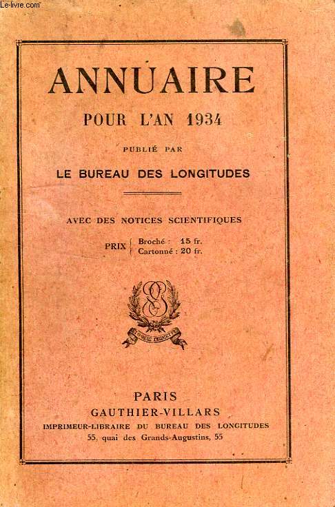 ANNUAIRE POUR L'AN 1934