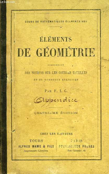 APPENDICE AUX ELEMENTS DE GEOMETRIE