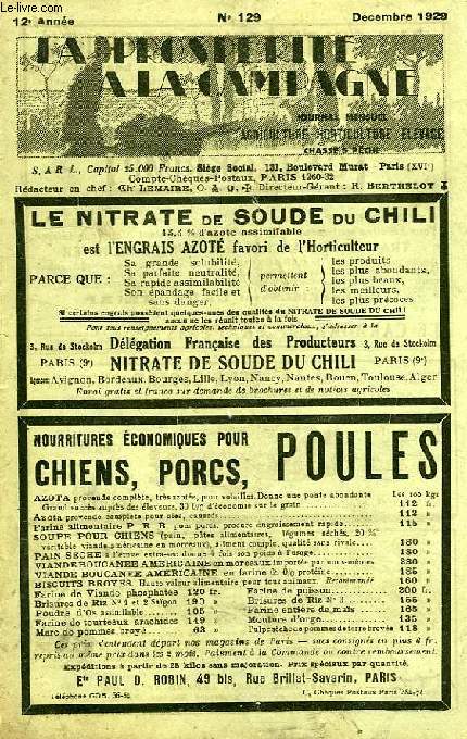 LA PROSPERITE A LA CAMPAGNE, 12e ANNEE, N 129, DEC. 1929