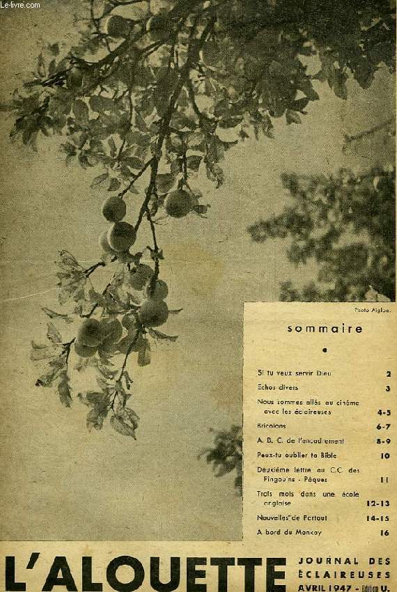 L'ALOUETTE, JOURNAL DES ECLAIREUSES, AVRIL 1947