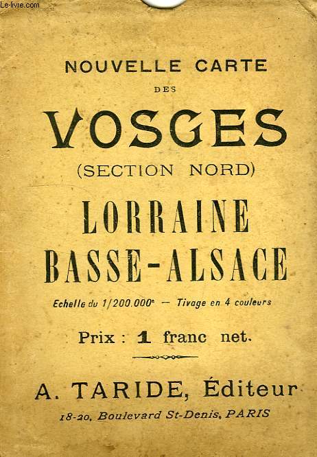 NOUVELLE CARTE DES VOSGES (SECTION NORD) LORRAINE, BASSE-ALSACE