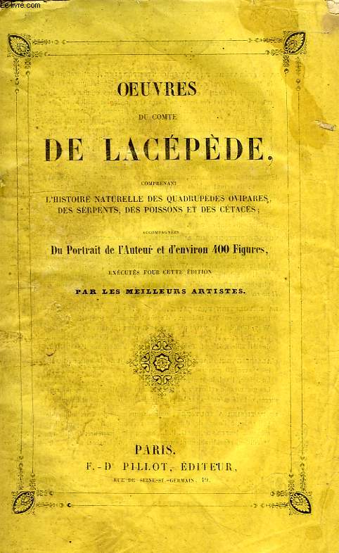 OEUVRES DU COMTE DE LACEPEDE, TOME I, CETACES