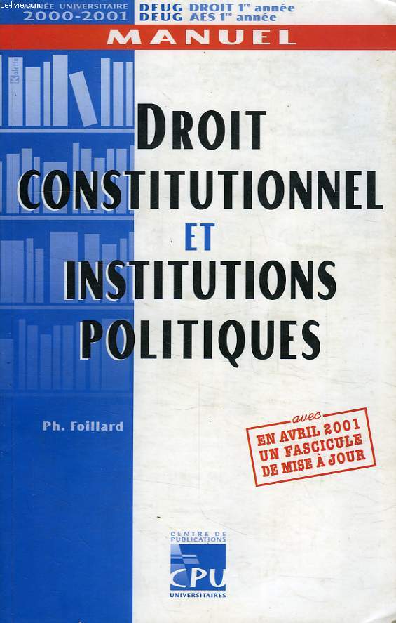DROIT CONSTITUTIONNEL ET INSTITUTIONS POLITIQUES, DEUG DROIT, AES