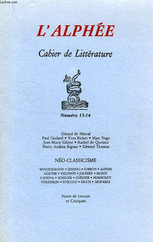 L'ALPHEE, CAHIER DE LITTERATURE, N 13-14