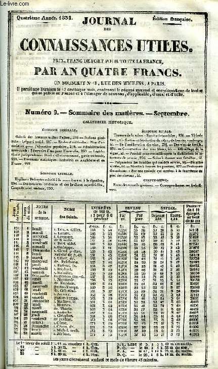 JOURNAL DES CONNAISSANCES UTILES, N 9, 4e ANNEE, SEPT. 1834, FULTON