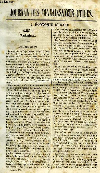 JOURNAL DES CONNAISSANCES UTILES, N 1, JAN. 1840