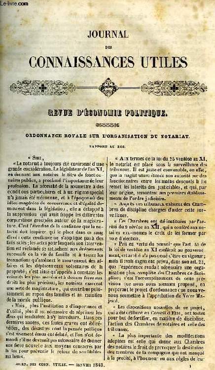 JOURNAL DES CONNAISSANCES UTILES, N 1, JAN. 1843
