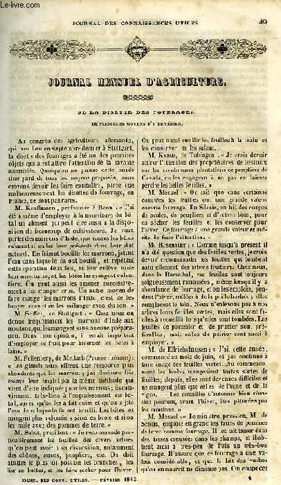 JOURNAL DES CONNAISSANCES UTILES, N 2, FEV. 1843