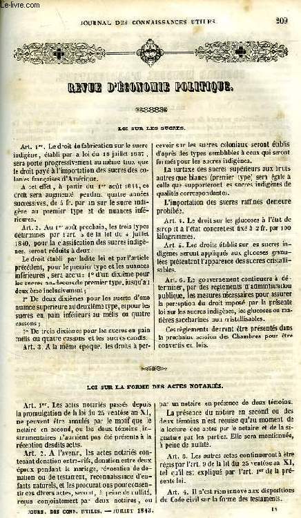 JOURNAL DES CONNAISSANCES UTILES, N 7, JUILLET 1843