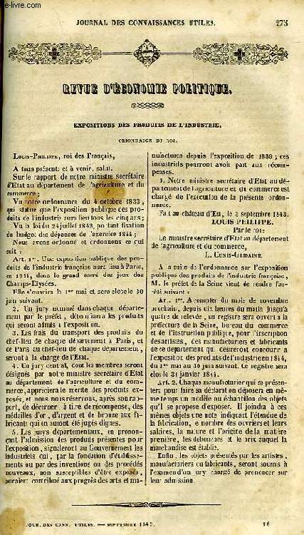 JOURNAL DES CONNAISSANCES UTILES, N 9, SEPT. 1843