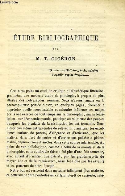 ETUDE BIBLIOGRAPHIQUE SUR M. T. CICERON