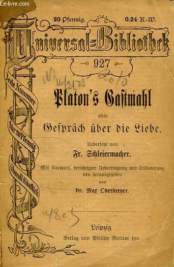 PLATON'S GASTMAHL, ODER GESPRACH UBER DIE LIEBE