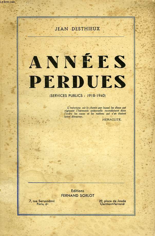 ANNES PERDUES (SERVICES PUBLICS: 1918-1940)