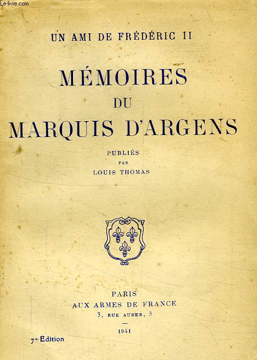 MEMOIRES DU MARQUIS D'ARGENS