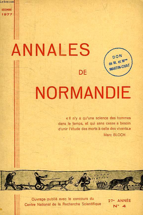ANNALES DE NORMANDIE, 27e ANNEE, N 4, DEC. 1977
