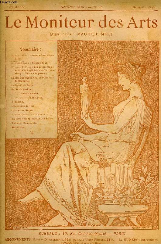 LE MONITEUR DES ARTS, 43e ANNEE, NOUVELLE SERIE, N 46, 26 AOUT 1898