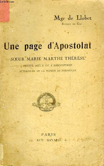 UNE PAGE D'APOSTOLAT, SOEUR MARIE MARTHE THERESE